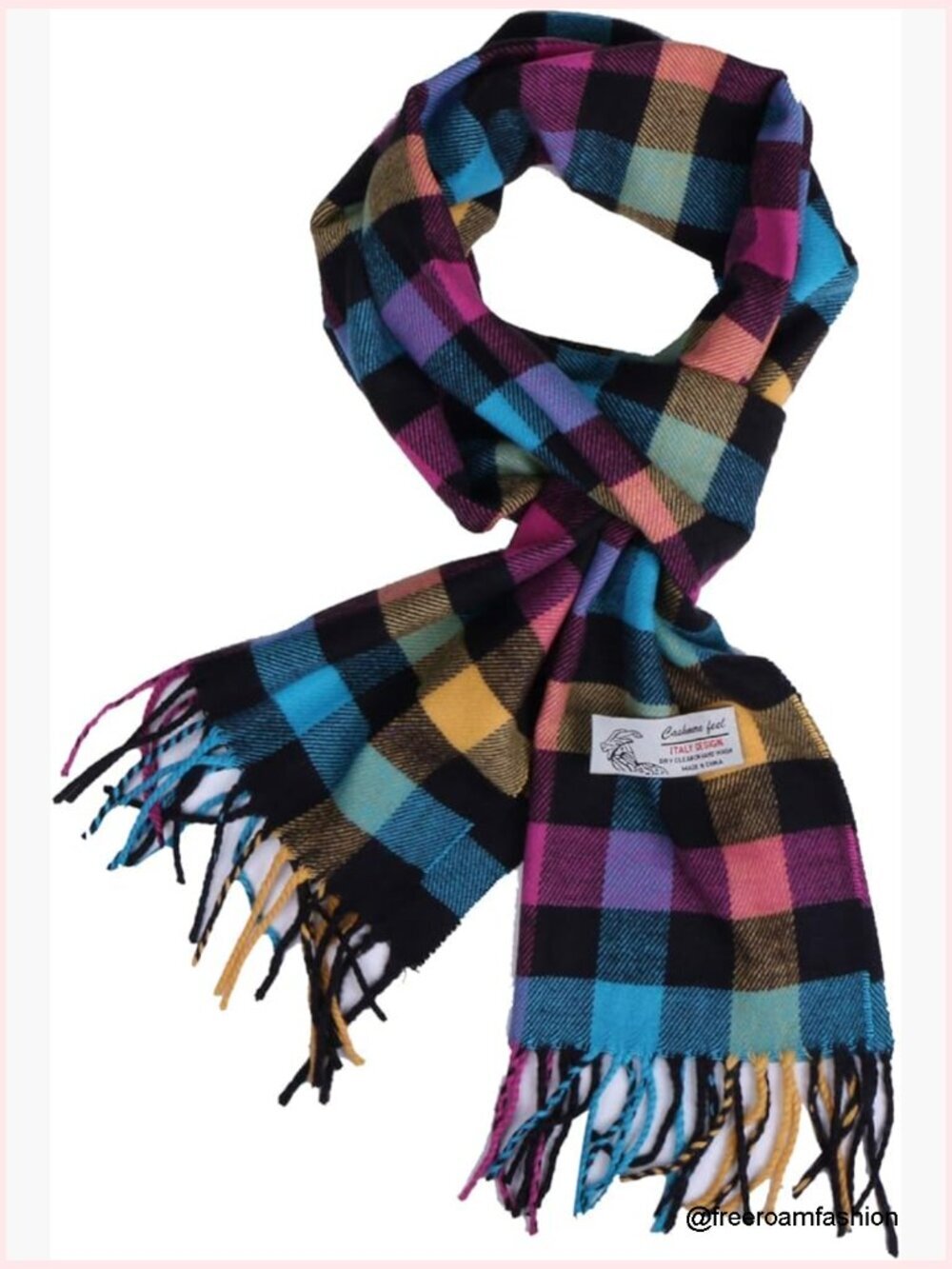 Cashmere Feel Herringbone Houndstooth Check Scarf Wrap Unisex Winter